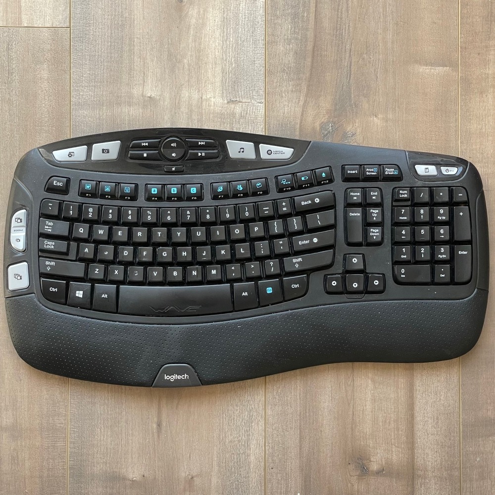 Logitech K350 Wireless WAVE Ergonomic Comfort Keyboard -‎ No USB Dongle *Tested*
